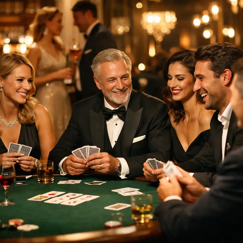 Elegantní týmový pokerový večer Tiporava v atmosférickém prostředí