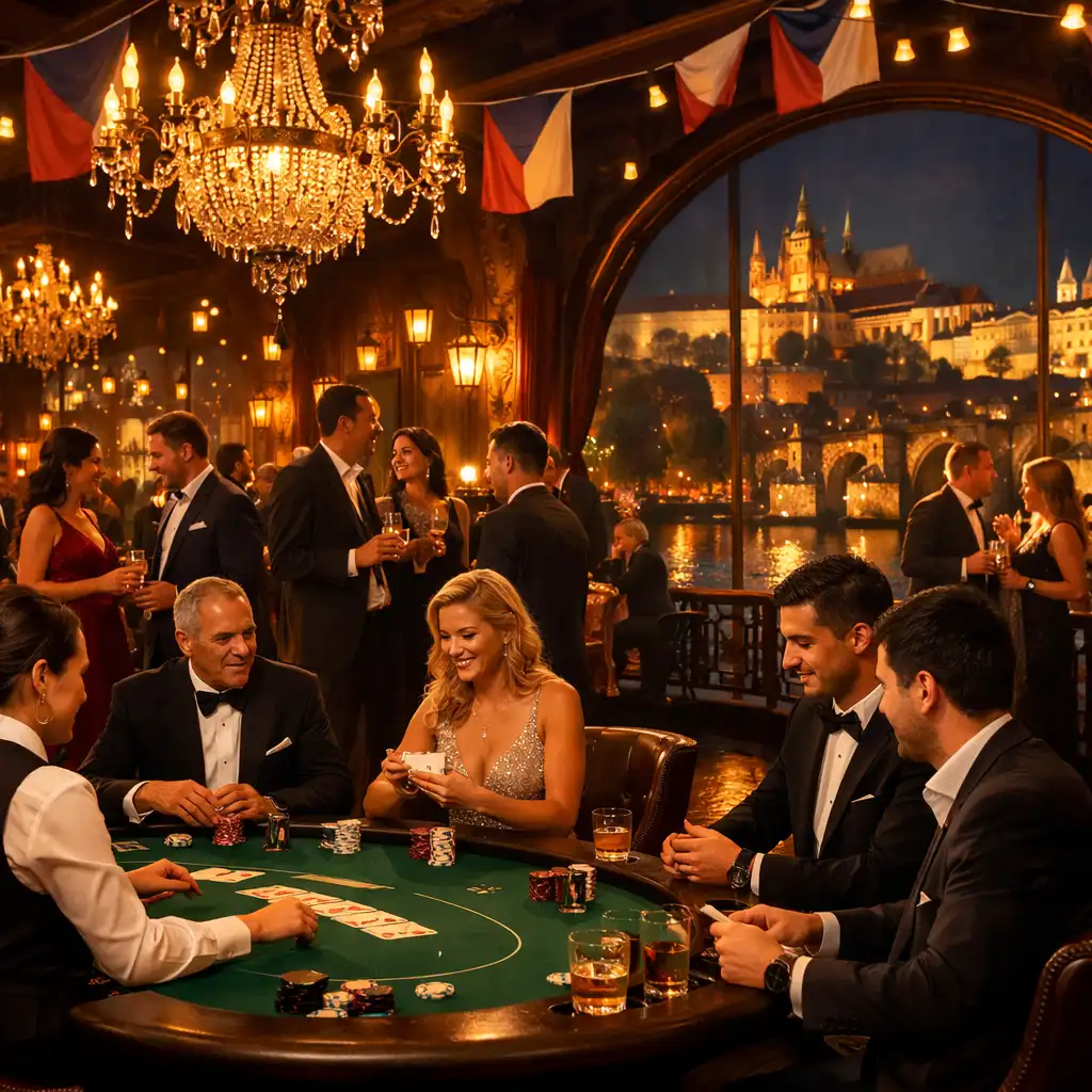 Elegantní pokerově laděný večer Tiporava s hosty u herních stolů